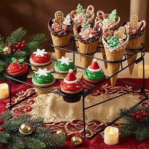 Lot de 2 supports pour cornets de crème glacée à 12 trous, présentoirs pour cupcakes, gaufres et desserts, pour le refroidissement et le service, idéal pour les anniversaires - Product Image 5