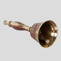 Cloche à main en laiton Ghanti pour la prière hindoue, cloche de temple indienne, cloche de culte artisanale pour la maison et la salle de prière