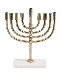 Support de bougie Menorah linéaire doré, design minimaliste, support de table décoratif pour maisons modernes - Product Image 4