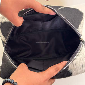 Large-Capacity Portable Genuine Cowhide Leather for <b>Toiletry</b> <b>Bag</b> Hand Tooled Turquoise Stone Accent <b>Women's</b> Cosmetic <b>Bags</b> Cases - Product Image 6