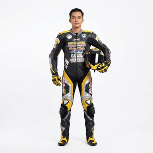 Combinaison de course premium Ramaha pour homme, 1 pièce, en cuir de vache véritable/cuir de kangourou, style MotoCP, combinaison de course sur circuit, niveau de protection 2 - Product Image 1
