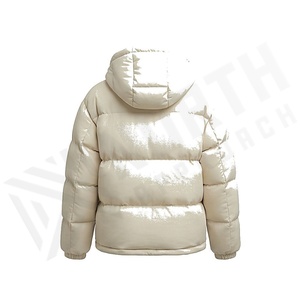 Hooded Quilted Waterproof <b>Bubble</b> Jacket Black Full Sleeve Winter Windproof Cotton Shell Knitted Fabric Polyester Filling Stand - Product Image 3