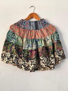 Minifalda de seda elegante, minifalda de seda de estilo bohemio inspirada en Boho, vestido de Festival Hippie de retazos fluidos - Product Image 3