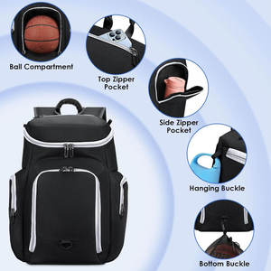 Sac à dos de basketball personnalisé, imperméable, grande capacité, sac pour équipement sportif avec compartiment séparé pour ballon, rangement pour chaussures et voyage - Product Image 3