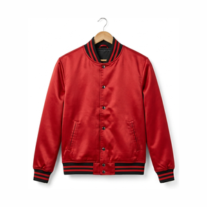 Chaqueta Varsity de Lona Satinada, Delgada y Suave, Estilo Urbano, Personalizable al por Mayor, 100% Poliéster, Logotipo Frontal, Fabricante Profesional - Product Image 1