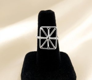 Anillo abierto rectangular de plata de ley 925, anillo geométrico llamativo, joyería minimalista moderna, nuevo anillo fino para mujer - Product Image 3