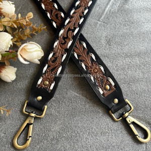 กระเป๋าหนังฟอกมือสไตล์ตะวันตกสายหนังวัวสำหรับกระเป๋าสีดำ - Product Image 4