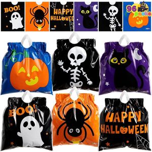 96 Sacchetti di Halloween con Coulisse per Caramelle, Piccoli Sacchetti per Dolcetti o Scherzi, Confezione Grande con 6 Design per Forniture Festive - Product Image 1