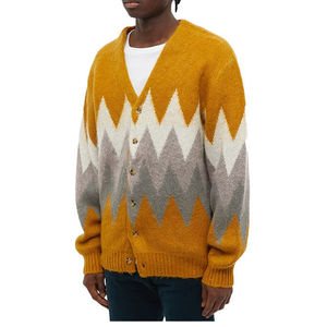 Men Knitted <b>Cardigan</b> <b>Sweater</b> Geometric Pattern Button Up V Neck Soft Warm Knit Casual Streetwear Fashion Top - Product Image 4