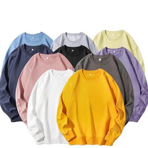 Sweat-shirt blanc à col rond pour femme, 100% coton, tricoté, couleur unie, respirant, longueur normale, à porter en automne - Product Image 3