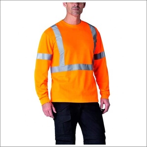 Camisetas de Seguridad Reflectantes para Construcción, Unisex, Alta Visibilidad, Ropa de Trabajo, Camiseta Deportiva de Manga Larga, Personalizada, de Algodón, con Transferencia Térmica - Product Image 1