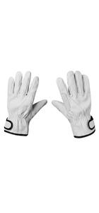 Goatskin Leather Work Gloves (EN388 Certified)-Wing Thumb Cotton Liner Reinforced Palm Elastic <b>Wristlet</b> Size L for - Product Image 3
