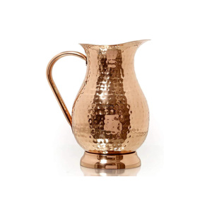 Pichet à eau en cuivre pur martelé fait main avec poignée pour les bienfaits ayurvédiques, vaisselle de restaurant - Product Image 2