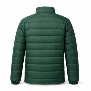 Veste synthétique verte pour homme, col montant, fermeture éclair, coupe-vent, décontractée, hiver, polyester, veste synthétique isolée pour homme - Product Image 2