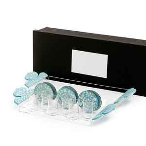 Bandeja de servir de vidrio con incrustaciones de nácar de alta demanda, con platos de té rectangulares, ecológica, apta para lavavajillas, para el hogar. - Product Image 5