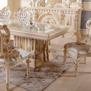 Luxury Neoclassical Style Dining Room Furniture Set Mahogany Wood Rectangular Dining Table Elegant Carved with <b>Buffet</b> <b>Cabinet</b> - Product Image 2