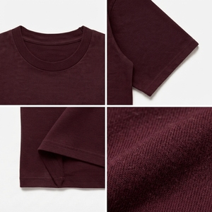 Custom <b>Burgundy</b> Blank Tee For <b>Men</b> Promotional Cotton <b>Shirt</b> Personalized Printing Apparel Factory Bulk Orders - Product Image 4
