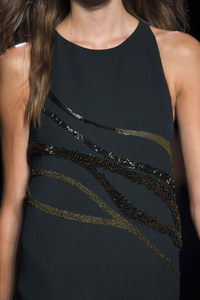 Handmade look seed beaded embroidered tank <b>top</b> apparel Artistic seed beads embroidery tank <b>top</b> fashion wear - Product Image 2