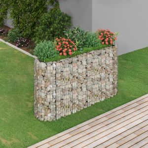 Macetas y jardineras grandes de gabión de alta resistencia, plateadas, de hierro galvanizado - Product Image 1