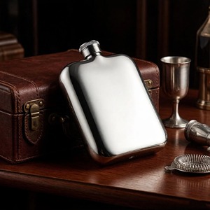 Gourde simple en métal argenté, idéale pour une utilisation en extérieur, pour le camping et les voyages, ou solution compacte et élégante pour transporter les boissons. - Product Image 5