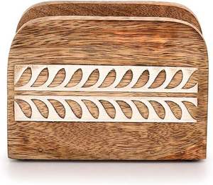 Porte-papier décoratif en métal élégant avec base en bois, parfait pour la décoration de table à la maison, à l'hôtel, au restaurant, pour les mariages et les événements - Product Image 1