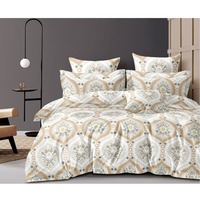 Draps de lit en microfibre beige classiques imprimés, très demandés, 130+ GSM, doux, durables, faciles d'entretien, pour la maison et l'hôtel