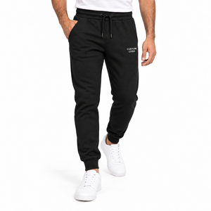 Pantalones Casuales para Hombre, 100% Algodón, Felpa, Cómodos, Deportivos, Negros, Corte Holgado, con Bordado, Tela de Terciopelo CVC - Product Image 3