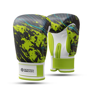 Gants de boxe professionnels unisexes en cuir véritable, équipement d'entraînement mixte durable, fermeture à crochet et boucle, fabriqués au Pakistan pour les arts martiaux - Product Image 1