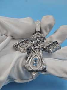 Pendentif Croix Chrétienne en Moissanite VVS, Cadeaux de Baptême, Pendentif en Argent 925, Pendentif Religieux, Pendentif Hip Hop Croix Croisée - Product Image 4