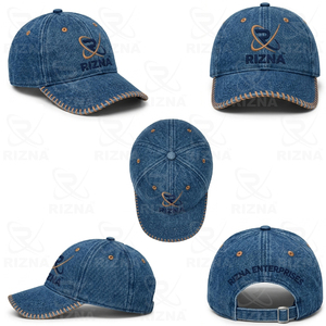 Gorra de Béisbol RIZNA de Mezclilla, 6 Paneles, Ajustable, Unisex, Casual, con Logotipo Bordado en 3D en el Panel Frontal, Azul, de Algodón, con Hebilla Metálica - Product Image 6