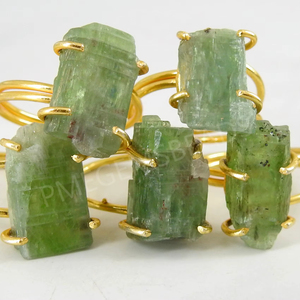Bague en Kyanite Verte Naturelle Brute avec Fil de Cuivre Plaqué Or, Pierre Minérale Brute, Cadeau de Mariage et Fiançailles, Bijou Tendance - Product Image 6