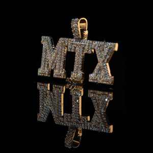 Colgante Personalizado de Plata de Ley 925 Chapado en Oro con Moissanita y Diseño de Letra, Joyería Hip Hop - Product Image 3