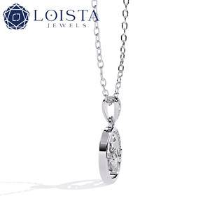 Collier pendentif LOVE en or blanc pour femme LOISTA avec diamant taillé en triangle et placage rhodium, bijoux de style romantique - Product Image 2