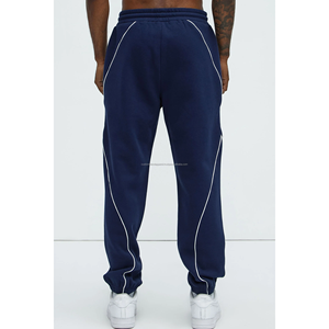 กางเกงสเวตเตอร์ขาบานสำหรับผู้ชายกางเกงแนวสตรีทกว้างปักลายวินเทจผ้าเรียบด้านหน้าซักกลางเป็นมิตรต่อสิ่งแวดล้อม - Product Image 5