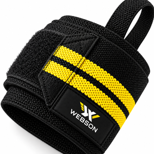 Attelle de poignet Webson réglable à scratch noir et jaune pour musculation et entraînement de force – Prix de gros 2026 - Product Image 2