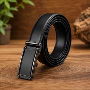 Ceinture automatique en cuir véritable de qualité supérieure pour hommes – Ceinture habillée réglable sans trous à boucle à cliquet - Product Image 1