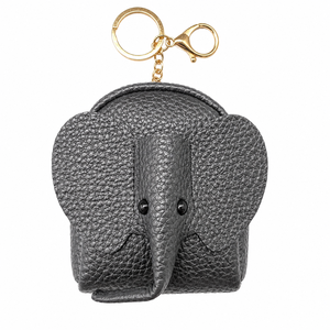 OEM Cute Rectangle Elephant Coin <b>Purse</b> Keychain PU <b>Leather</b> Mini Zipper Wallet Small Coin Bag with Key Ring Wrist Strap - Product Image 2