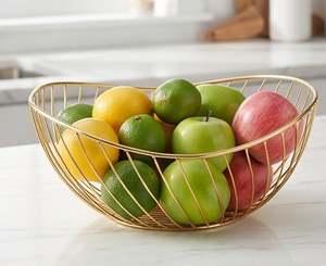 Premium Modern <b>Gold</b> Wire Bowl <b>Storage</b> <b>Basket</b> For Home Decoration And Organizing Tabletop Essentials - Product Image 6
