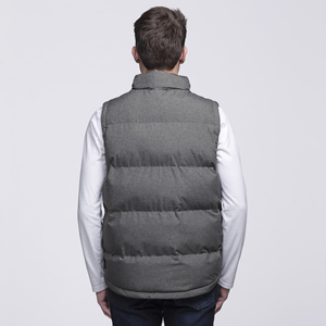 Chalecos Acolchados Grises Melange 100% Poliéster de Fábrica al por Mayor, Chaquetas con Cremallera OMMIZ, Chaquetas de Invierno Personalizadas de Alta Calidad para Hombre - Product Image 4