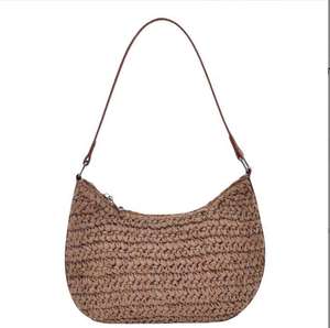 Showcase your refined taste with this striking Natural yarn <b>bag</b> featuring a <b>soft</b> slouchy body and comfortable <b>leather</b> grip - Product Image 3