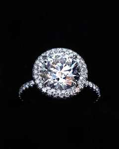 925 Sterling Silver Moissanite Engagement <b>Ring</b> Halo Wedding Band Round Brilliant Cut Women Jewelry - Product Image 3
