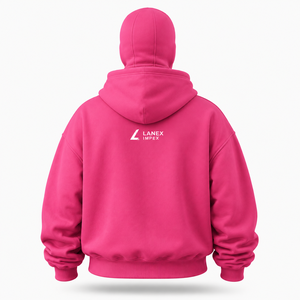 Sudadera con capucha y máscara facial completa de algodón grueso de primera calidad para mujer, con cremallera completa, estilo balaclava, ropa urbana con logo personalizado - Product Image 3