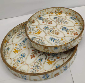 Bandeja de servir Meena de madera hecha a mano y ecológica para platos de desayuno y decoración de mesa por blossom craft india. - Product Image 6