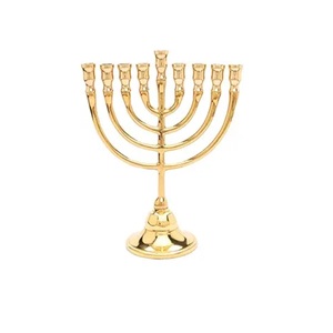 Meilleures ventes : Grande Ménorah robuste à 7 branches en laiton massif doré pour la maison, les mariages et les événements - Product Image 3