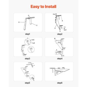 Table pliante pour balustrade de balcon 12 x 48, table de bar extérieure pour balustrades, capacité de charge de 50 lb, table suspendue pour balcon - Product Image 4