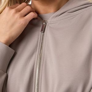 Women's Solid Cropped Full Zip Hoodie <b>Shorts</b> Set Regular Fit Casual Eco-Friendly Quick Dry <b>Lounge</b> Wear Athleisure Activewear - Product Image 4