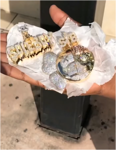 Pendentif Chaîne en Argent 925 et Or 18K pour Homme, Certifié GRA, Moissanite Ronde Brillante Sertie de Pierres, Style Hip Hop, VVS, Bijoux Fins - Product Image 3