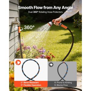 Tubo da Giardino in Gomma Rinforzata da 60 Metri (200 Piedi) con Ugello a 10 Modalità, Pressione di Lavoro 150 PSI, Pressione di Rottura 600 PSI, Flessibile Anti-Piega, Garanzia 10 Anni - Product Image 3