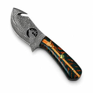 Couteau de chasse artisanal en acier Damas de 10 pouces de qualité industrielle avec manche en bois de résine et étui en cuir ODM - Product Image 4