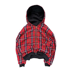 Sudadera con Capucha Reversible de Forro Polar a Cuadros, Bordada Personalizada OEM&ODM, con Cordón Ajustable, Unisex, Talla Grande, Lavado Ácido, 100% Algodón - Product Image 5